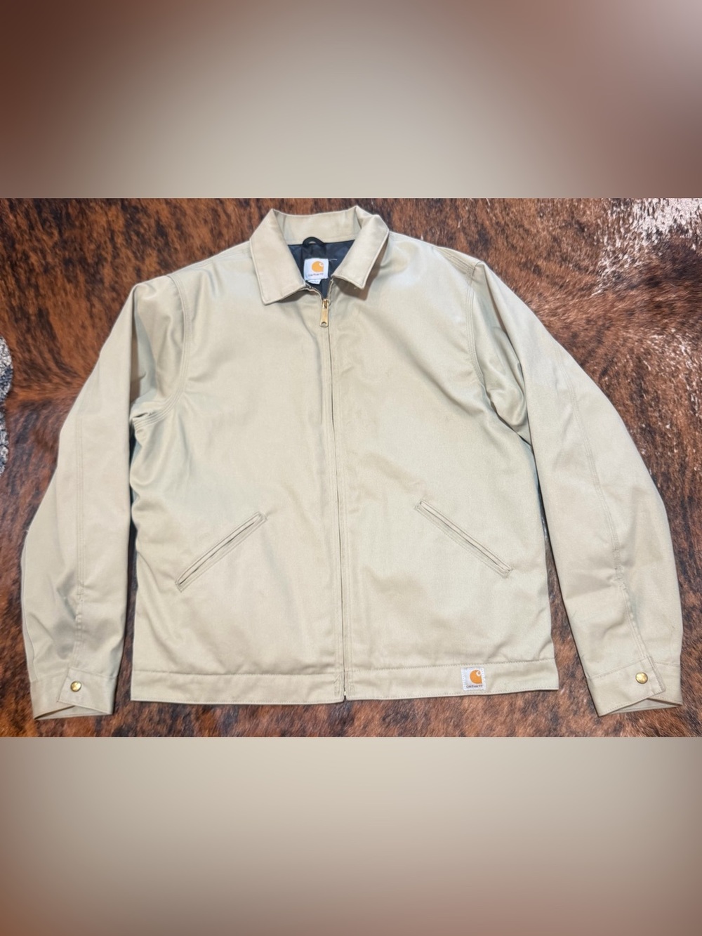Vintage Carhartt J293 KHI Twill Tan Jacket Men’s L Khaki Quilted Lined casual